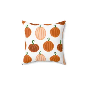Pumpkin Spun Polyester Square Pillow, Fall Fluff Pillows, Halloween Decor, Spooky Pillows, Polyester cover & Polyester pillow included