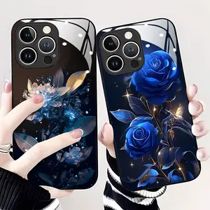 Blooming crystal flowers Pattern hd Glass phone case applicable for iPhone 16ProMax 15 14 13 12 11 Plus cases fully wrapped edges drop resistant new style protective case urban sophisticated phone case high-end feel woman natalie reynolds mosnovo