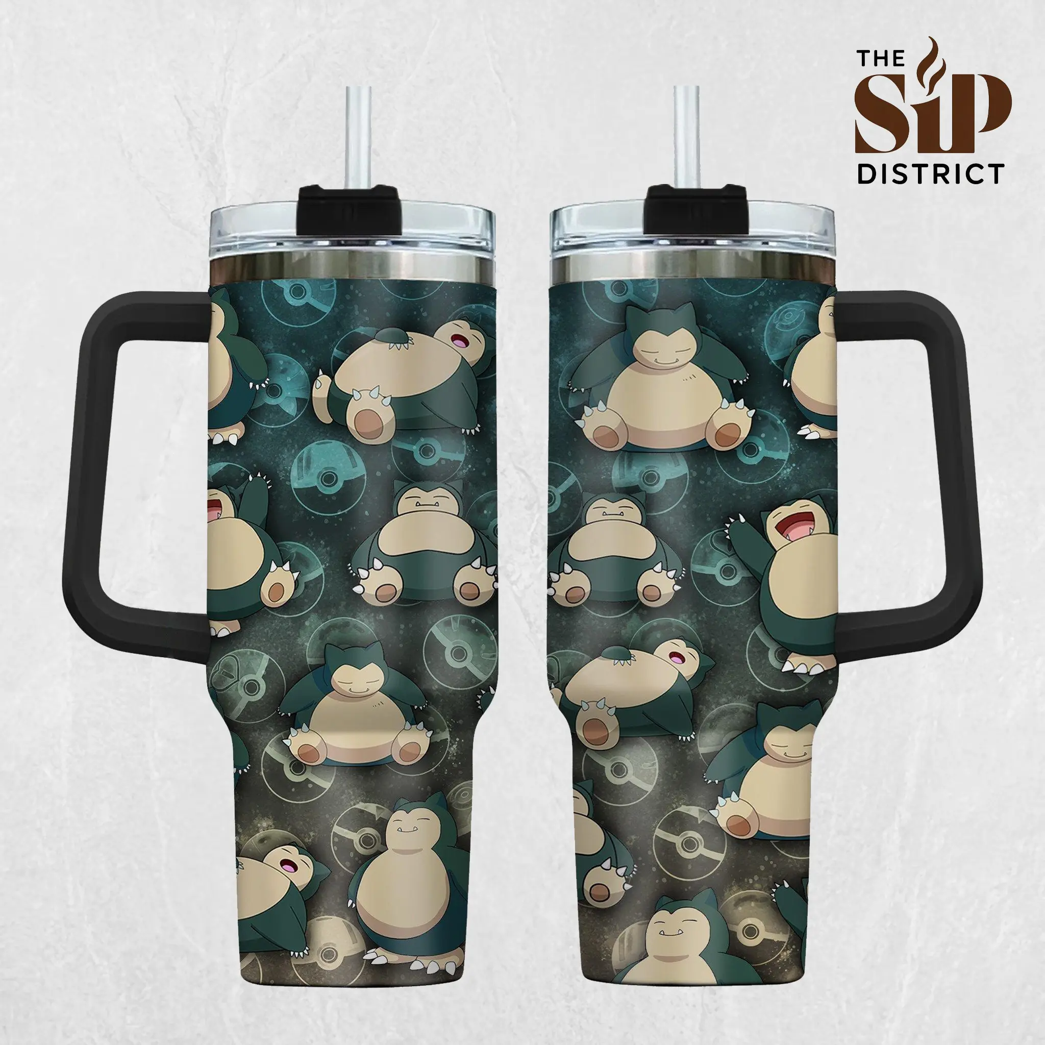 The Sip District. Snorlax 20oz 40oz Tumbler With Handle – Anime Gaming Stainless Steel Cup, Snorlax Sleepy Graphic Tumbler, Double Wall Iced Coffee Cup, Cute Style Drinkware, Gift for Anime & Gaming Fans