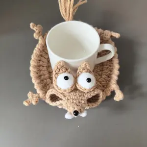 Cute Cat Drinking Cup Mat, Fun Braided Creative Coaster, Home Decor Desk Protector, Exclusive Gift for Cat Lovers