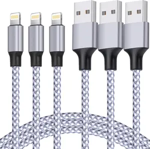 for iPhone Charger, [MFi Certified] Lightning Cable 3PACK 6FT Nylon Braided USB Charging Cable High Speed Transfer Cord Compatible with iPhone 14/13/12/11 Pro Max/XS MAX/XR/XS/X/8/iPad
