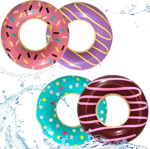 4E's Novelty 4 Pack 30" Donut Pool Floats – Kids & Adults Summer Fun