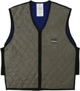 Ergodyne Size L Gray Cooling Vest - 38-42" Chest, Zip Front, Nylon Material, Work Safety Equipment (12544)