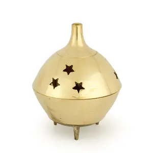 Burner - Brass Burner, 3 Legged Star Jali 3"Hx2.5"D