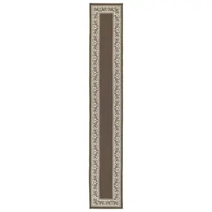 212 MAIN FLO-20X120-SA 20x120 in. Skid-Proof Floral Border Extra Long Rectangle Shape Runner Rug - Sand, Home Decor Rug