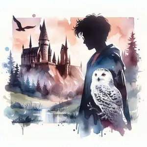 1pcs 5D DIY handmade diamond painting set, 5D diamond art set, DIY decoration, magic castle, boy, snowy owl diamond painting set full round drill DIY, mosaic, diamond art, DIY art home decoration, suitable for Halloween and Christmas.