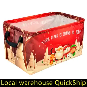Christmas Santa Claus is Coming Storage Hamper - Large Collapsible Laundry Basket with Santa, Heavy-Duty Organizer Bin for Clothes, Toys, Bathroom, Bedroom - Holiday Decoration Gift (Polyester Fabric), Snowman Motif, Durable Handles, Shelf Baskets