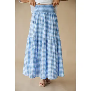 Adrienne | Aerin Maxi Skirt - Sky Seer Gingham