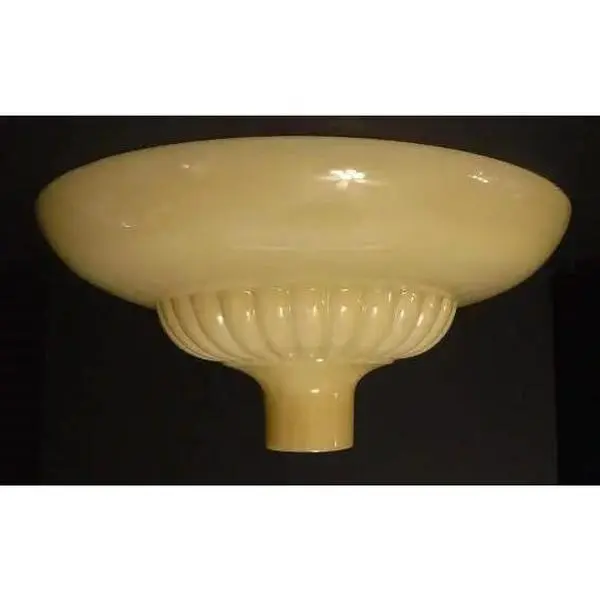Buff Luster Ribbed Torchiere Lamp Shade – 16" Top, Nu Gold Finish, 2¾" Fitter