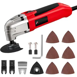 Oscillating Tool, 22000 OPM Electric Oscillating Multi Tool with 3?Oscillation Angle, , Sanding, Grinding, Scraping, 11 Accessories & Universal Interface-Red