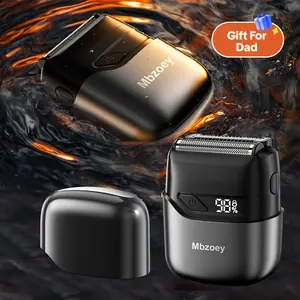 [fathersdaygift]MBZOEY FOIL Mini Electric Shaver - Magnetic Dual Blades Curved Blade Mesh Waterproof Skin-Friendly Washable Rechargeable High-Speed Motor with Long-Lasting Battery Compact Portable Facial Matte Smooth Titanium Daily summerwins, Foil Shaver