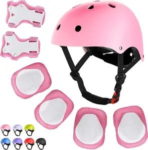 Kids Protective Gear Set with Adjustable Helmet, Knee Pads, Elbow Pads & Wrist Guards – Multi-Sport Safety Gear for Skateboard, Bike, Scooter, Roller Skating – Impact Resistant PVC & EVA Padding, Quick Release Buckle