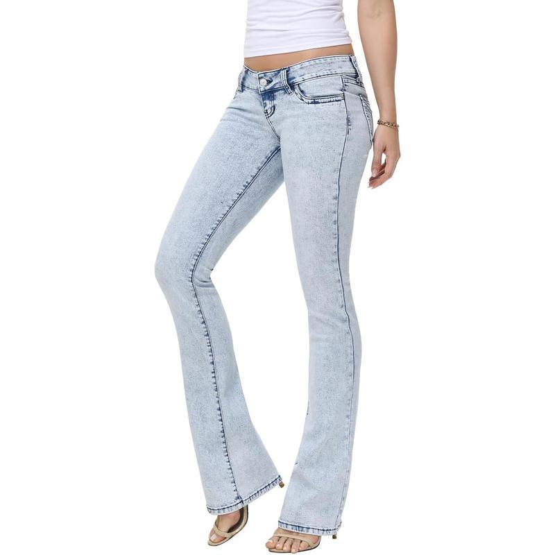 Women's Super Low Rise Stretchy Flared Jeans Slim Fit for Flattering Silhouette Bootcut Denim Pants(Runs Small)