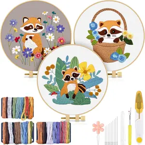 3 Pack Embroidery Kit for Adult Beginners, Embroidery DIY Starter Kit, with  Stamped Patterns, Hoop, Tools, Colorful Threads with , Instructions