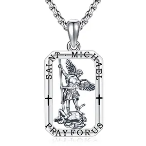 925 Sterling Silver St Michael Pendant Necklace for Men Women Catholic Religious Protector Amulets Necklaces Bladenecklace TikTokShopBlackFriday