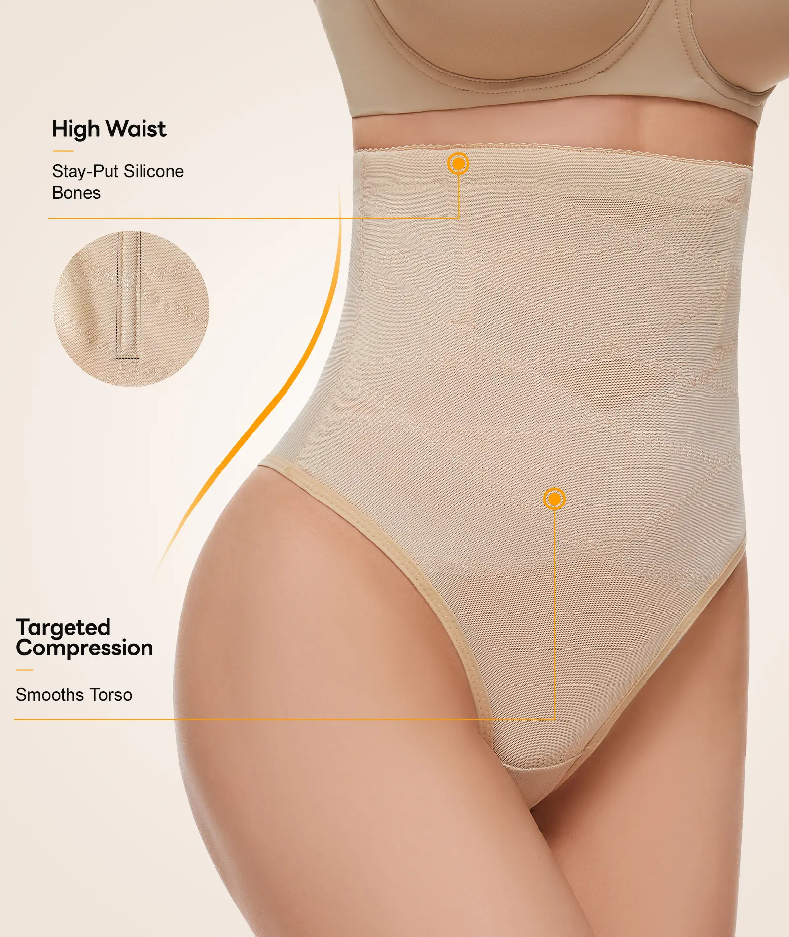 Feel Confident High Waist Shapewear for Women Tummy Control Bodysuit with Targeted Compression Breathable Mesh & Cotton Gusset Sizes S-3XL - Fit