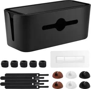 Cable Management Box,Cord Organizer Box for Desk Floor Cable Hide,Cable Box Organizer to Cover the Power Strip Cord Wires for Home Office,Black Gabfu