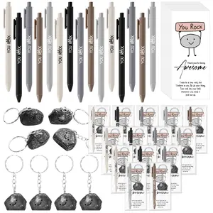 20 Sets Positive You Rock Gift with Ballpoint Pen Keychain Inspirational Card Easter Basket Stuffers for Easter Egg Hunt Easter Gift for Coworkers Teacher Student Team Staff Classroom Prize Supplies (7 Styles)