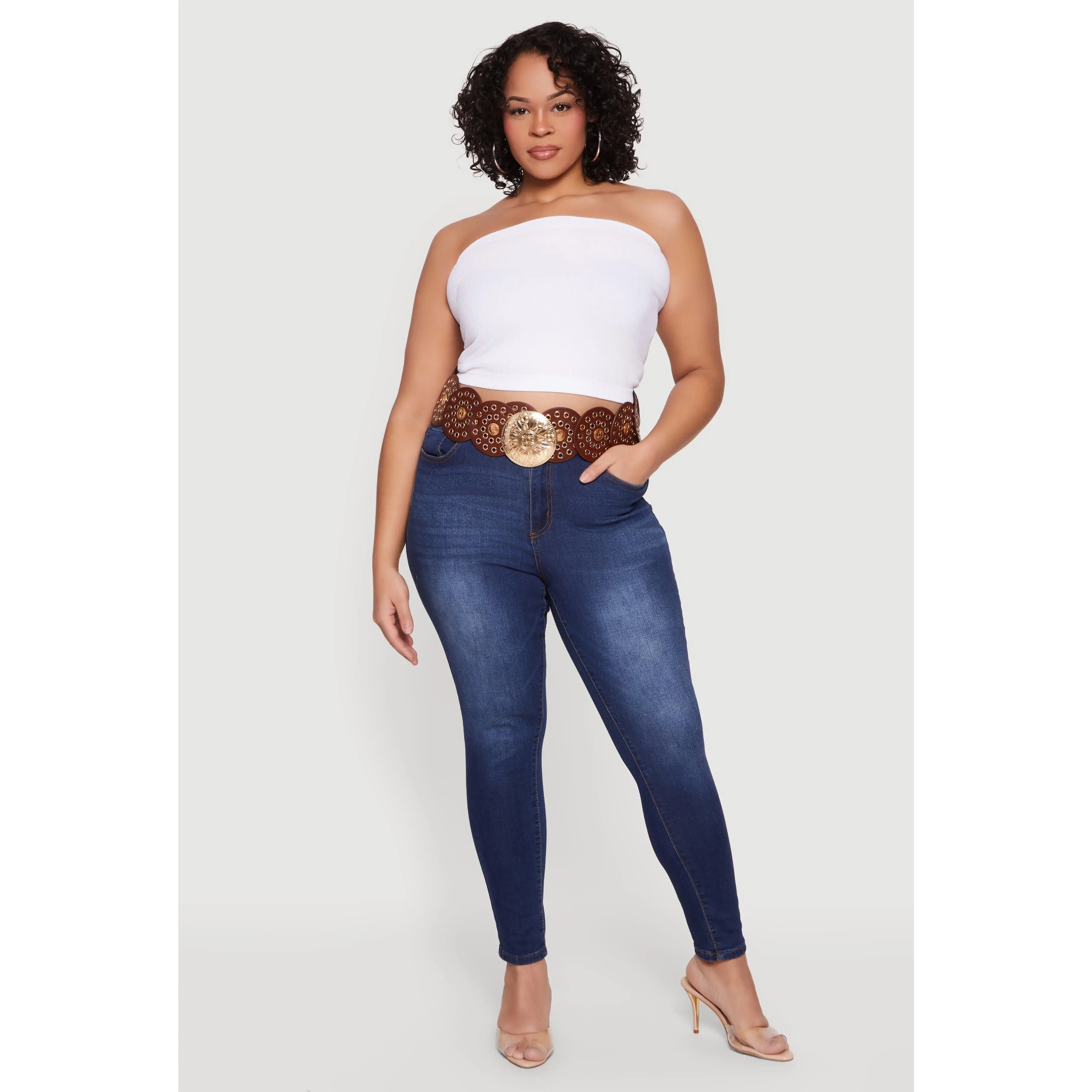 Plus Size Seamless Ribbed Knit Tube Top