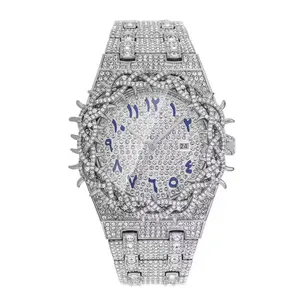 Iced Diamond Wristwatch Man Watch For Men Luxury Thorn Crown Quartz Watches Fashion Hip Hop