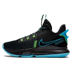 Nike Witness 5 Lebron EP Mid-Top Basketball Shoes for Men and Women, Black and Blue, Versatile and Comfortable