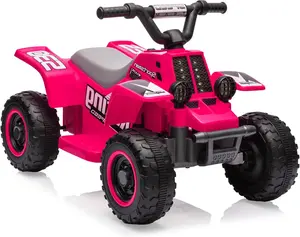 6v Kids ATV Quad Ride-on Car - 2MPH, Push-Button Accelerator, Rubber Handles | Toddler Electric 4-Wheeler Toy for Boys & Girls-Rose red