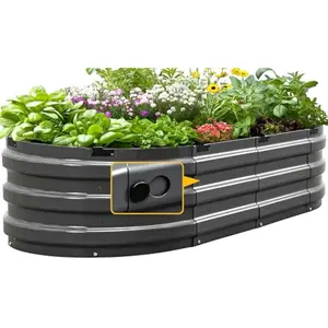 Raised Garden Bed Kit 2026 Upgraded 10-Minute Assembly Galvanized Planter Garden Box Outdoor for Gardening, Vegetables, Flowers, 47x24x12 in, Dark Grey