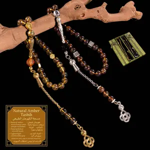 1pc 33 Natural Amber Beads | Handcrafted, Suitable for | Eid, Ramadan, Celebrations, And Birthdays, an Ideal Gift for Spiritual Meditation And Daily Prayers | Comes with a Beautiful Gift Box