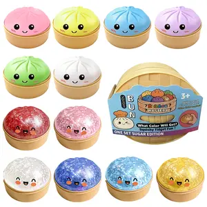 Dumpling Squishy, New Glitter Dumpling Squishy Toys, Squishies Dumplings with Mystery Steamer Box, Stress & Anxiety Relief Toys for Kids & Adults Non-Edible
