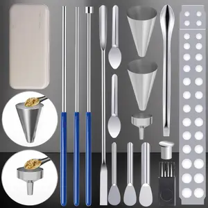 16Pcs Filling Tools Kit - Short Stem Funnels with Tray, Spoon, Scoop, Spatula & Tamper, for Capsule Sizes # 000, 00, 0, 1, 2, 3, 4, 5, Home & Lab Supplies