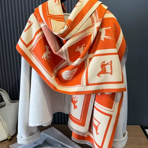 Women's Casual Woven Scarf, Fashion Trendy Shawl, Animal Pattern Design, Thick Fabric for Fall & Winter, Perfect Accessory for Daily Wear