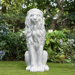 Glitzhome 36.25"H Oversized MGO Guardian Sitting Lion Garden Statue