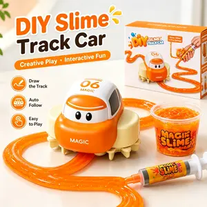 Magic Auto Follow Slime Line Track Car Toy DIY Custom Orbit Drawing Slime Kit Safe Non Toxic Mess Free Sensory Play Toy Develop Hand Dexterity Imagination Toddler Educational Gift for Boys Girls