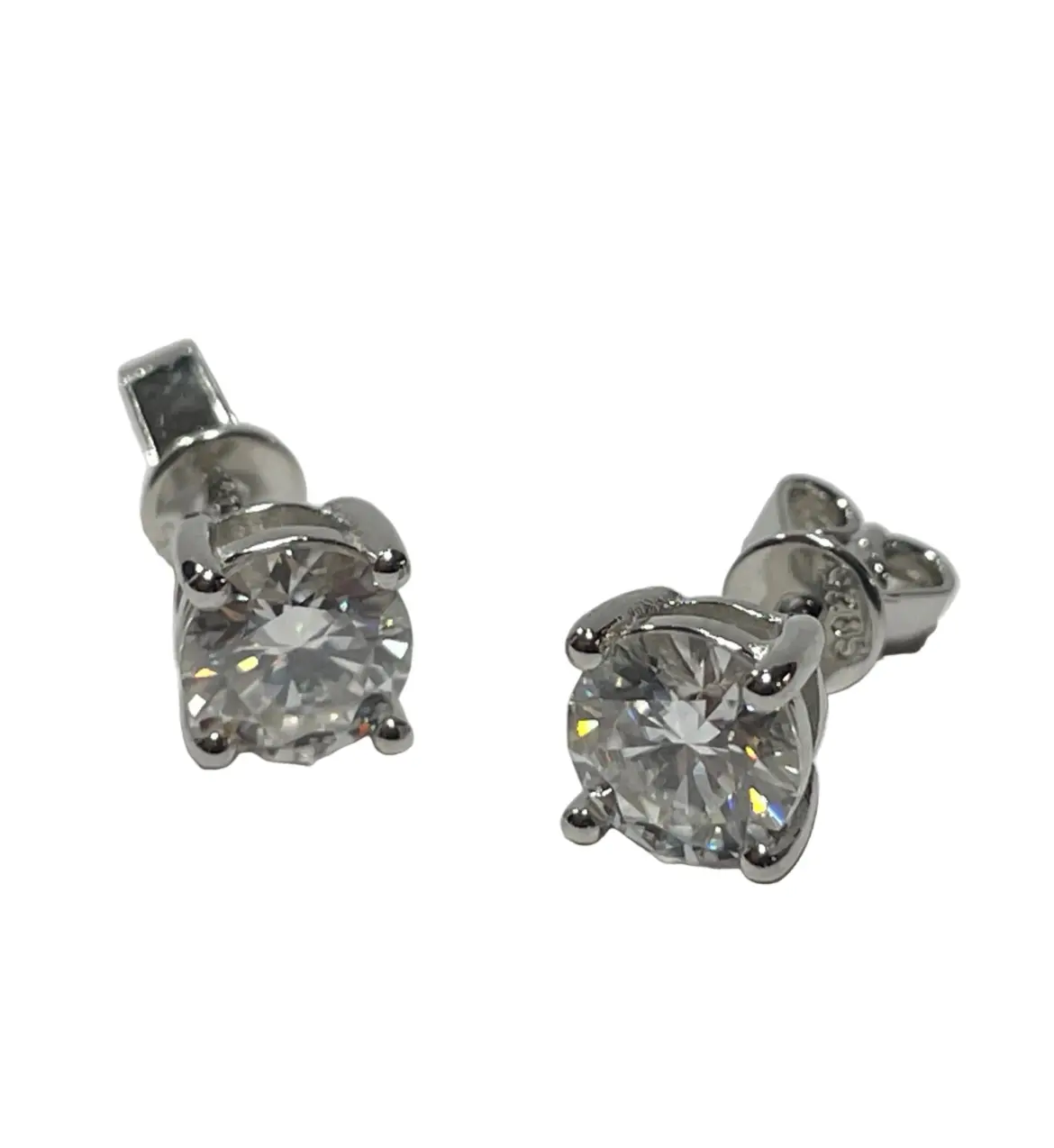 Clear Stone 6mm Moissanite Earrings - 925 Silver