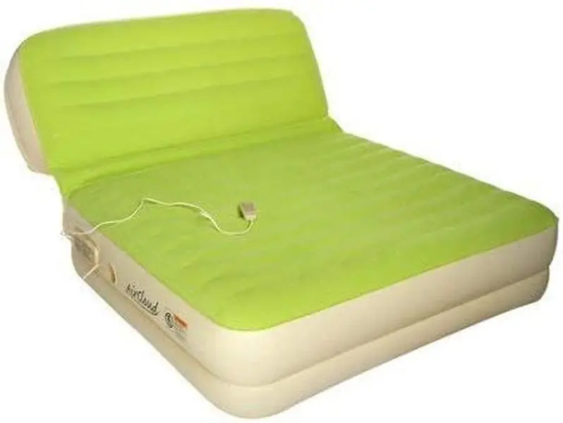 Green Air Cloud Queen Size Incline Back Inflatable Bed with Slumber-Matic 6-Button Magic Wand, Remote Control, Automatic Shut-Off, Luxurious Softness for Movie Night