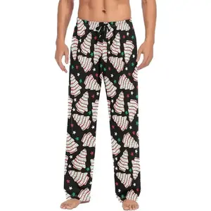 Mens Pajama Pants With Pockets - Soft Cute Lounge Pants For Christmas Tree Cake Occasion Pajama Pant For Fun Sleep Style