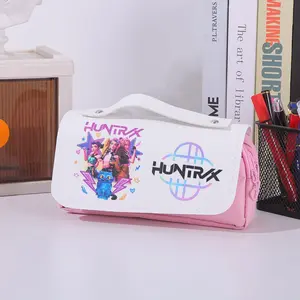 Kpop Hunter Girl Group Pencil Case, High Aesthetic Large Capacity Three-Layer Pencil Bag, Anime Cartoon Stationery Box, Cute School Supplies