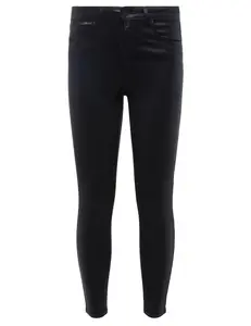 L'AGENCE Margot High Rise Coated Jeans In Black Coated