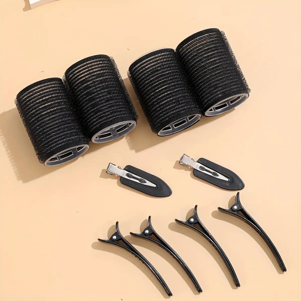 10pcs/set Large Size with Clips, Curling Hair Rollers, Self-gripping Heatless Curlers Hair Curling Rods Suitable for Long/medium/short Hair, Diy Hair Curling & Styling Tool, Heatless Styling Tools (includes 4pcs Large Roller Tubes + 6pcs Clips)