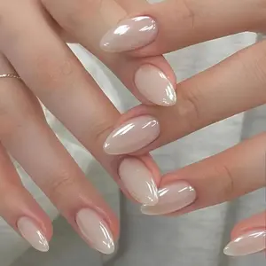 White Pearl Donut Glazed Press On Nails, Acrylic Nails, Bridal Nail
