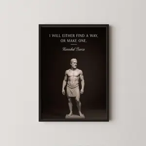 Hannibal Barca Quote Wall Art Motivational Classical Statue Print Monochromatic Hannibal Poster Find A Way Or Make One Office Décor