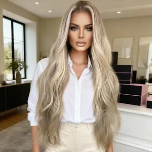 Jessie's Wig [Mira] Ombre Warm Ash Blonde Highlight Wavy 13x6 Lace Front Wig Human Hair Glueless Wig