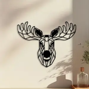 1pc Modern Boho Deer Head Metal Wall Art, Modern Boho Deer Head Statue Mural, Perfect for Living Room, Lounge, Outdoor Space Decor, Wedding Decor, Housewarming Decor, Anniversary Decor, Ideal Gift for De Lovers weird home decor