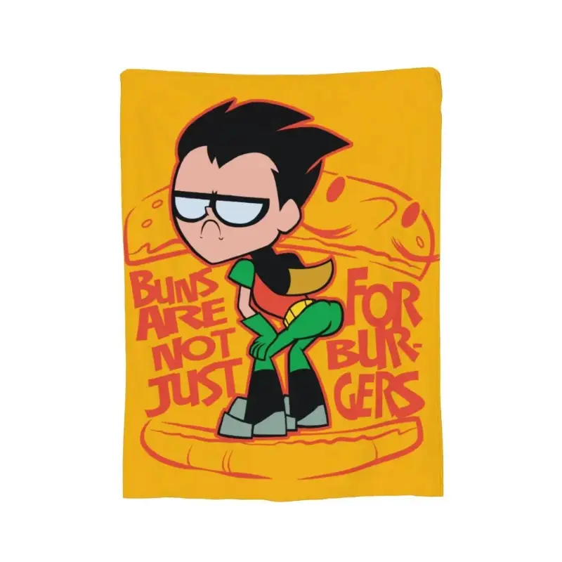 Teen Titans Go Robin Booty Scooty Buns Knitted Blankets Soft Funny Throw Blanket Cozy Lightweight Plush Portable Cover Blanket For Sofa,Warm Gift For Birthday,Christmas,Multiple Blanket