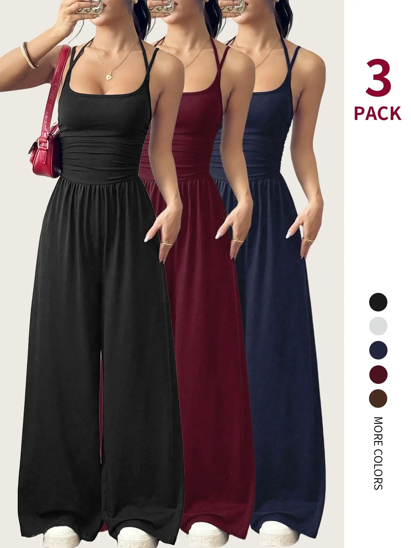 Women's Strapless Design Sleeveless Casual Fitted Wrap Chest Jumpsuit Pajamas, Lounge Overalls, Versatile Home Wear,Comfortable and Stylish Loungewear for Everyday Use, Casual Comfy Jumpsuit