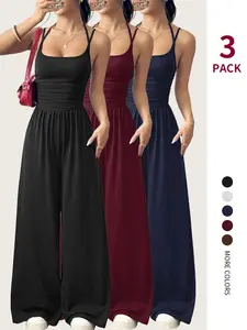 Women's Strapless Design Casual Fitted Wrap Chest Jumpsuit Pajamas, Versatile Home Wear,Comfortable and Stylish Loungewear for Everyday Use