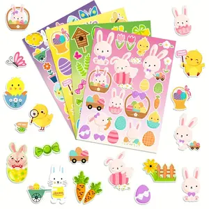 Easter Themed Sticker, 100pcs/set Cute Cartoon Rabbit & Egg & Carrot Pattern Sticker, DIY Decorative Sticker for Scrapbook & Phone Case, Art Stickers
