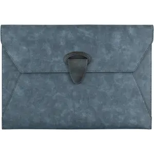 PU Leather File Folder Document Organizer Holder  Filing Envelope Case with 2 Pockets, A4 Portfolio Folder with  Snap Button Closure (Blue)