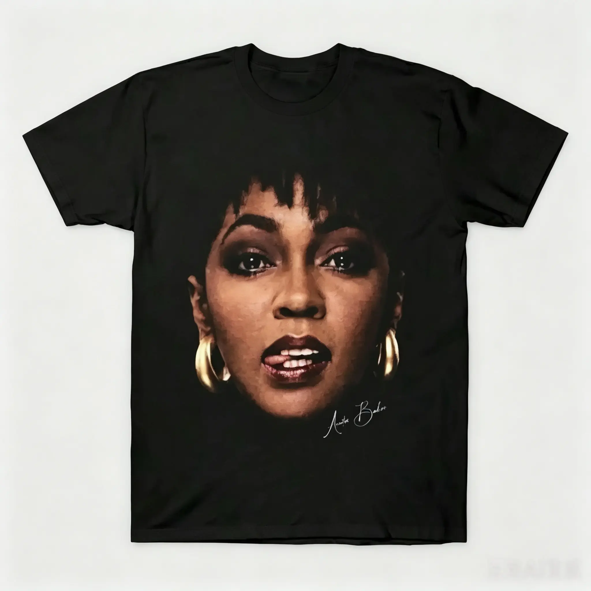 Anita Baker Portrait Graphic T-Shirt, Women's Vintage R&B Soul Music Fan Tee, Pure Cotton Casual Top with a Classic Crew Neck, Graphic T Shirts, Digital Print, Casual Tee, Easy Washing, Shortsleeve, Fabric, Streetwear, Outfits
