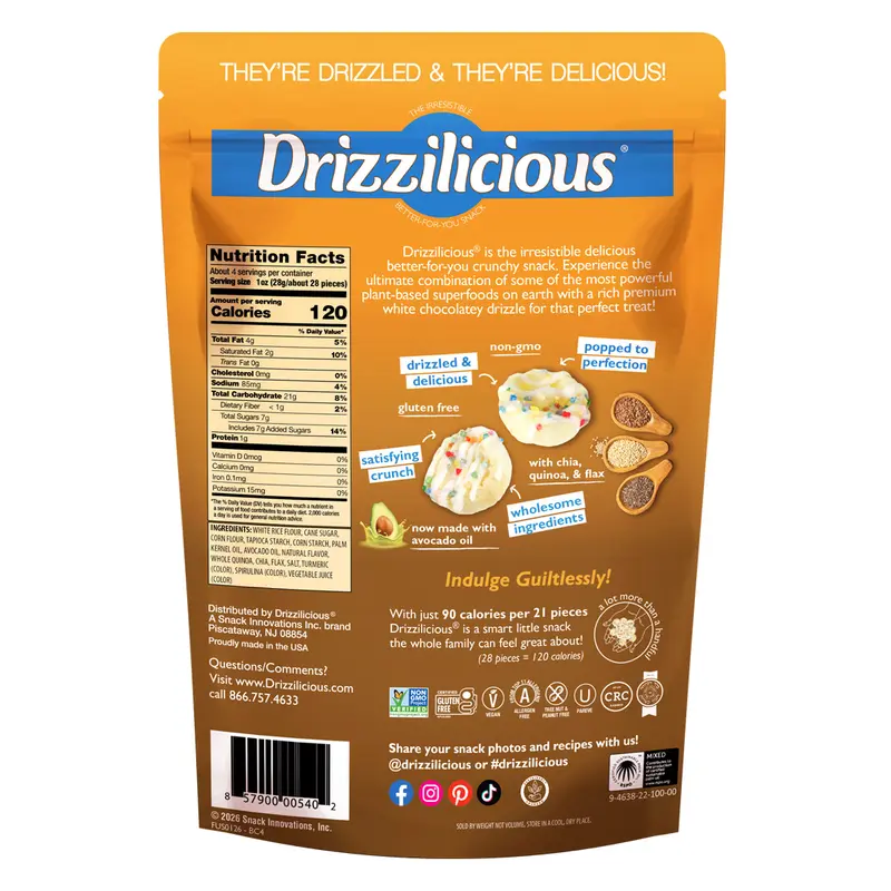 6 Pack - Drizzilicious Birthday Cake Mini Rice Cakes 4 oz 6 Pack - Drizzilicious Birthday Cake Mini Rice Cakes 4 oz